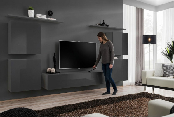 Gray wall living room furniture luxury TV stand wall shelf cabinet shelf new
