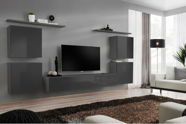 Gray wall living room furniture luxury TV stand wall shelf cabinet shelf new