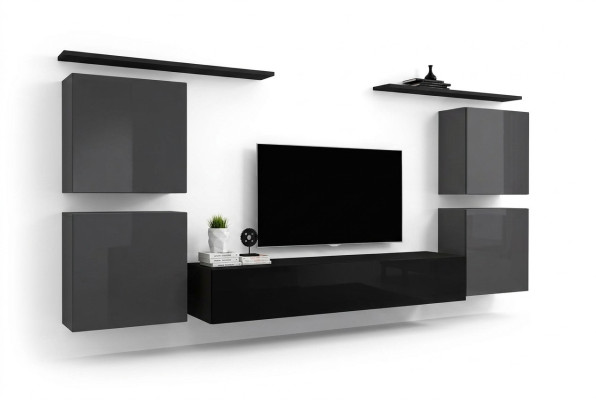 7-piece luxury living room wall unit set wood wall shelf furniture new
