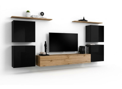 Wall unit, cabinet, wall shelf, wood living room furniture, TV stand, design sideboard.