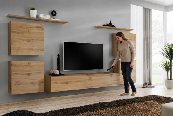 Design wall cabinet shelf living room wood TV stand wall shelves new wooden furniture