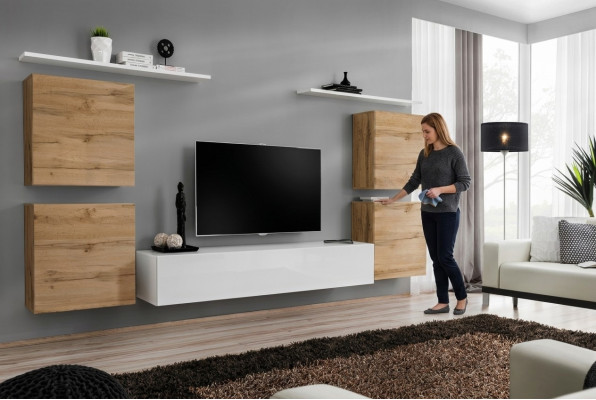 Luxury living room RTV wall unit wall cabinet shelving TV wood wall shelves new