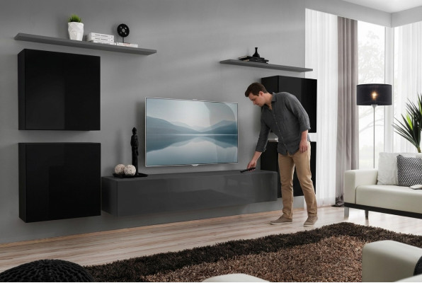 Luxury Set Shelf Wall Unit Wooden Furniture Complete 4x Wall Cabinet Living Room New