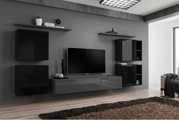 Luxury Set Shelf Wall Unit Wooden Furniture Complete 4x Wall Cabinet Living Room New
