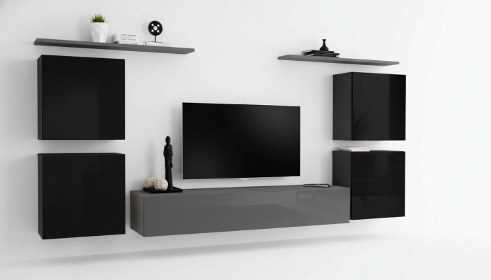Luxury Set Shelf Wall Unit Wooden Furniture Complete 4x Wall Cabinet Living Room New