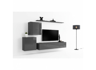 Living Room Modern Style Wall Units 4-Piece Set Sideboard Gray New Shelf