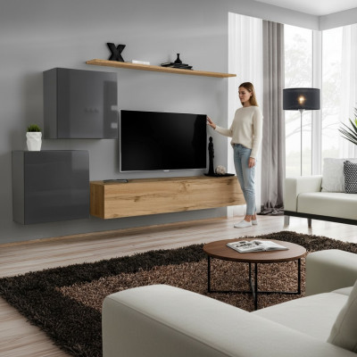 Living room furniture set wall unit TV stand sideboard shelf wood luxury wall cabinet