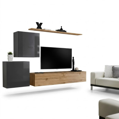 Living room furniture set wall unit TV stand sideboard shelf wood luxury wall cabinet