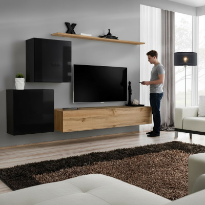 Modern new wall unit sideboard brown designer living room furniture wood wall cabinet