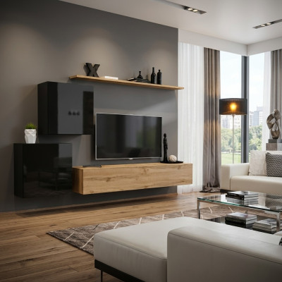 Modern new wall unit sideboard brown designer living room furniture wood wall cabinet