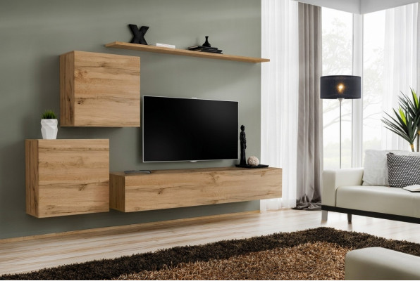 Wall unit TV stand living room set 4-piece living furniture modern living room wood