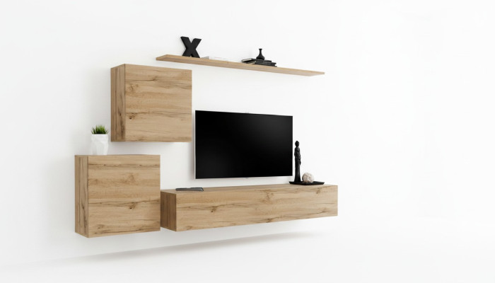 Wall unit TV stand living room set 4-piece living furniture modern living room wood