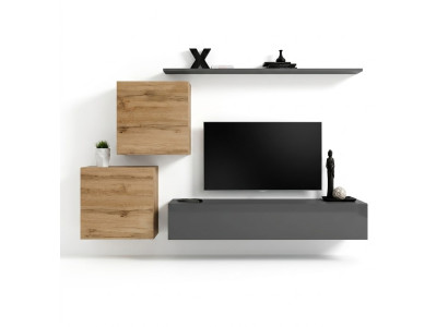 Living room furniture designer modern wall unit furnishing wall shelf gray