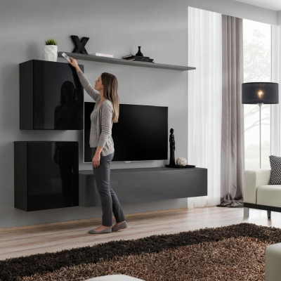 Living room furniture set designer wall unit sideboard 2x wall cabinets 4-piece designer new