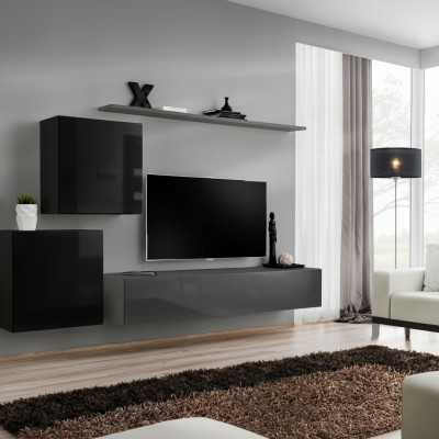 Living room furniture set designer wall unit sideboard 2x wall cabinets 4-piece designer new