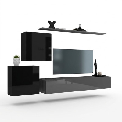 Living room furniture set designer wall unit sideboard 2x wall cabinets 4-piece designer new