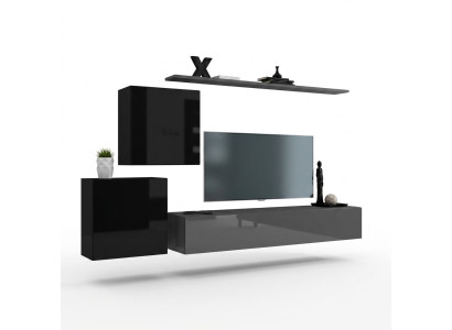 Living room furniture set designer wall unit sideboard 2x wall cabinets 4-piece designer new