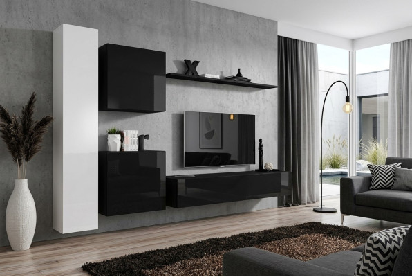 Living Room Wall Unit Set 4-piece Group Suite Cabinet 4-piece Wood Furniture Shelf