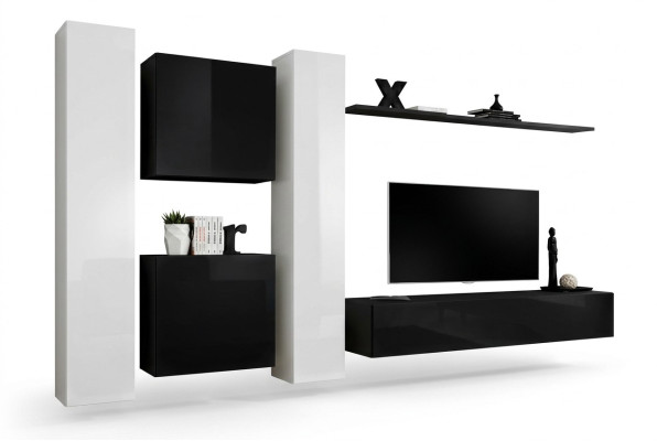 Living Room Wall Unit Set 4-piece Group Suite Cabinet 4-piece Wood Furniture Shelf