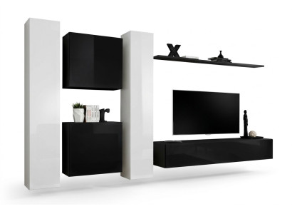 Living Room Wall Unit Set 4-piece Group Suite Cabinet 4-piece Wood Furniture Shelf
