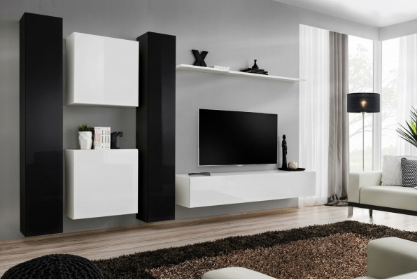 White wall unit wall cabinet designer living room furniture TV stand sideboard