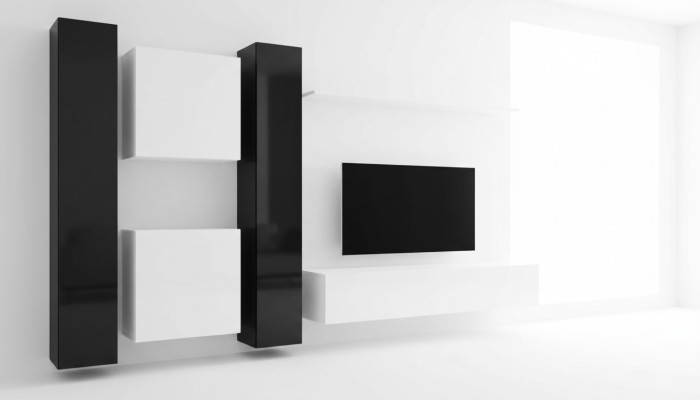 White wall unit wall cabinet designer living room furniture TV stand sideboard