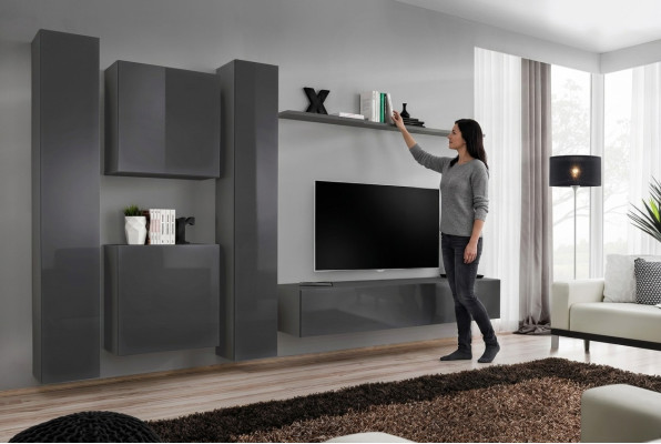Designer wall unit gray luxury living room furniture complete sideboard furniture