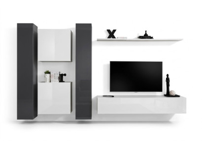 Living room furniture white wall unit designer furniture complete set 6 pieces new