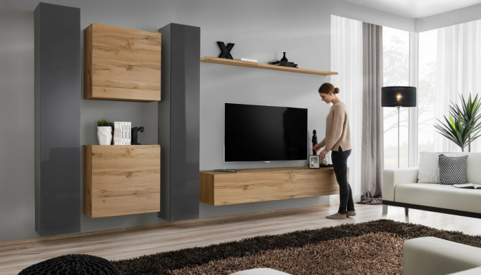 Brown living room wall unit designer sideboard modern TV stand living room wall shelf