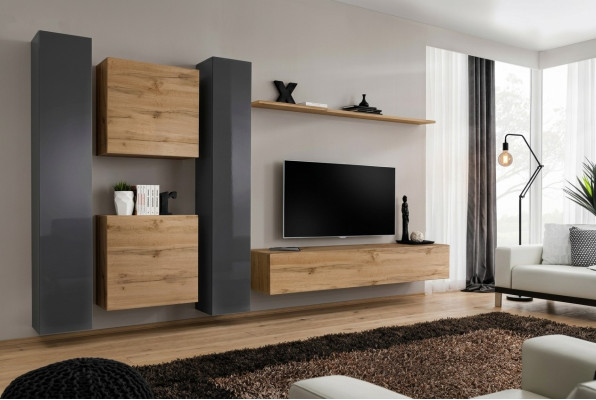 Brown living room wall unit designer sideboard modern TV stand living room wall shelf