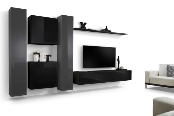 Designer black living room furniture new wall unit TV stand set furniture sideboard