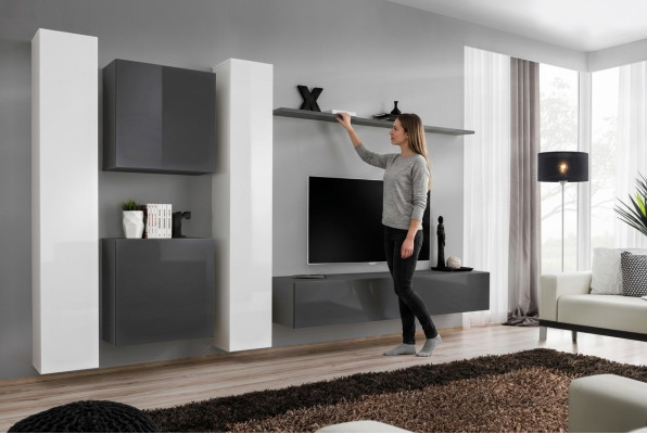 Gray wall cabinet living room wall shelf design wall cabinet modern furniture