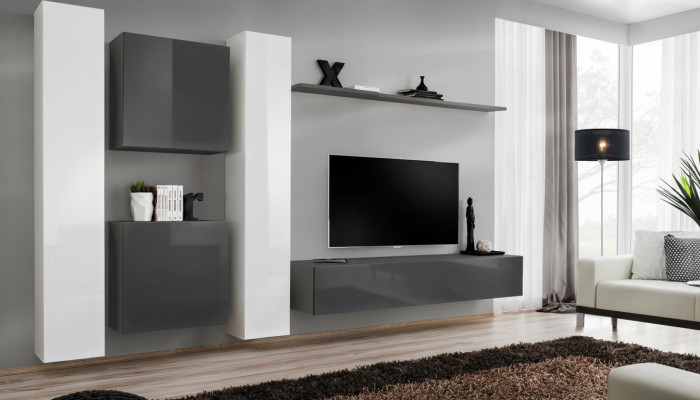 Gray wall cabinet living room wall shelf design wall cabinet modern furniture
