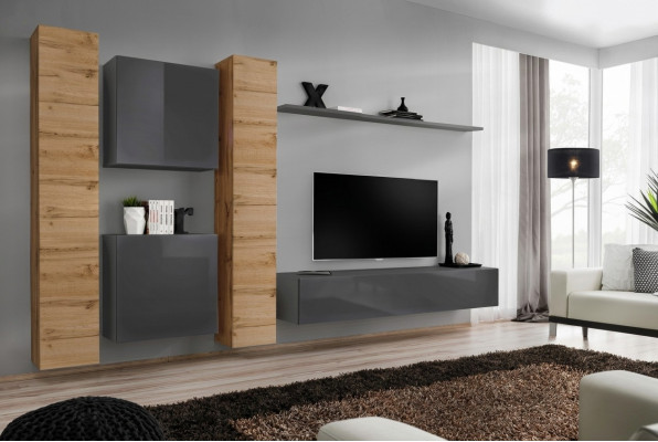 Designer wall unit wall shelves wooden furniture living room luxury wooden furniture style modern