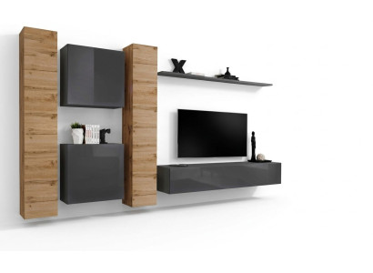 Designer wall unit wall shelves wooden furniture living room luxury wooden furniture style modern