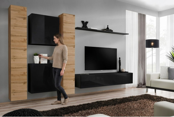 Living room set 6-piece wall unit wooden furniture cabinet complete new wall shelf