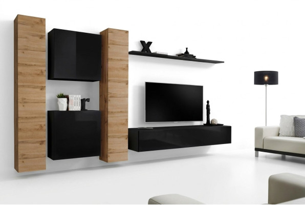 Living room set 6-piece wall unit wooden furniture cabinet complete new wall shelf