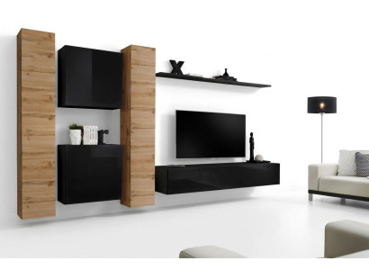 Living room set 6-piece wall unit wooden furniture cabinet complete new wall shelf