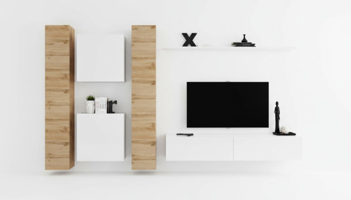 Living room wall unit white wooden furniture cabinet designer wall cabinet complete wall shelf