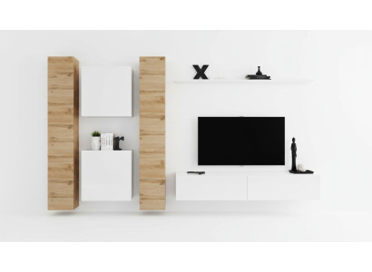 Living room wall unit white wooden furniture cabinet designer wall cabinet complete wall shelf