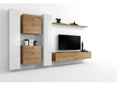 Wall unit designer living room furniture brown wall cupboard complete new wall shelf