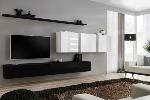 Designer modern living room wall unit living room furniture black wooden furniture sideboard