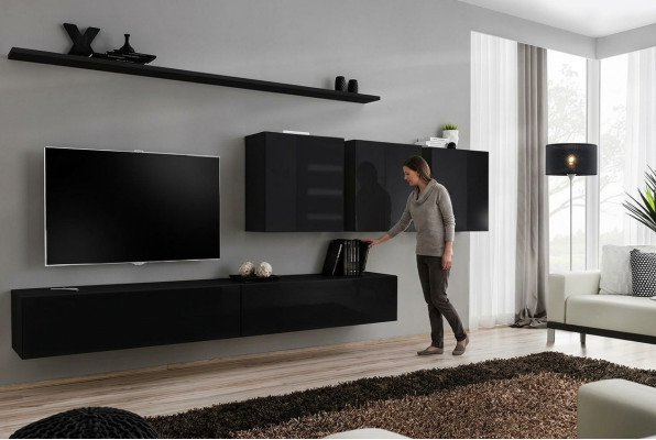 Black wall unit living room furniture modern designer sideboard wall cabinet designer
