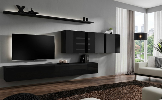 Black wall unit living room furniture modern designer sideboard wall cabinet designer