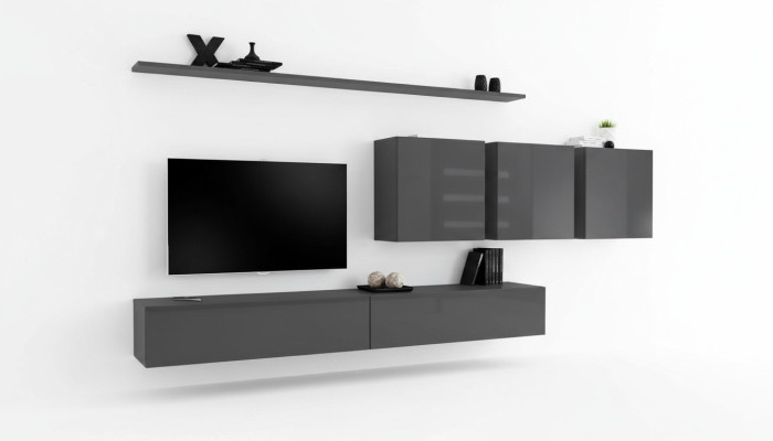 Modern gray living room wall unit designer TV stand sideboard wooden furniture cabinet wall cabinet