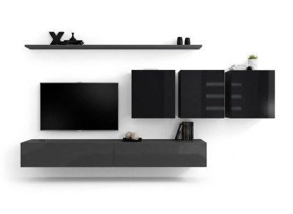 Wall unit gray complete 7-piece designer wooden furniture sideboard wall cabinet wall shelf