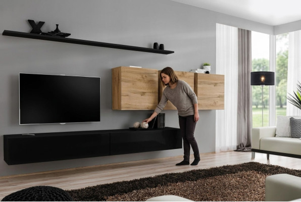 Complete Set 7-Piece TV Stand Sideboard Living Room Furniture Modern Interior