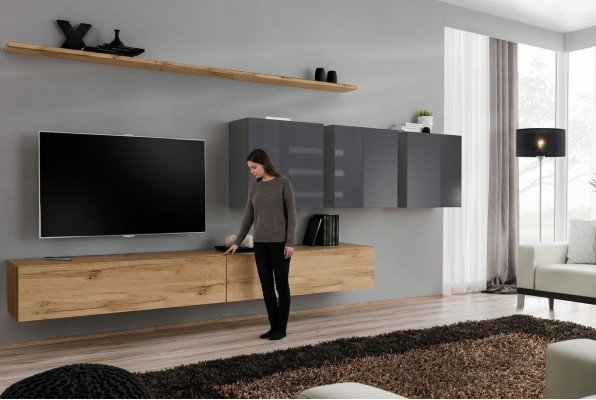 Brown wall unit living room wall cabinet wall shelf designer furniture