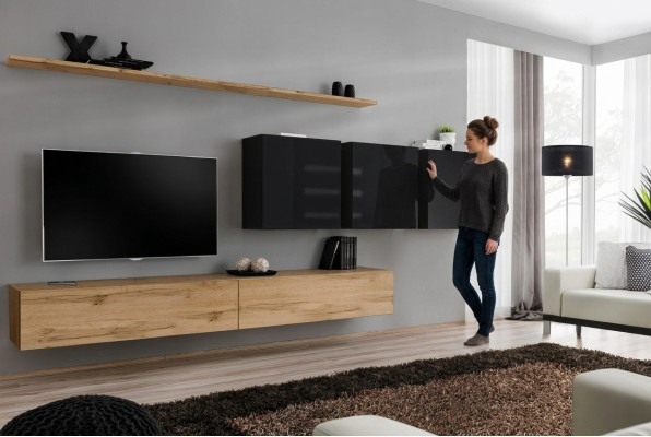 Design living wall brown sideboard TV stand wall cabinet living room furniture complete
