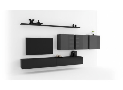 Designer living room wall unit TV stand 3x wall cabinets TV stand sideboard 7-piece set